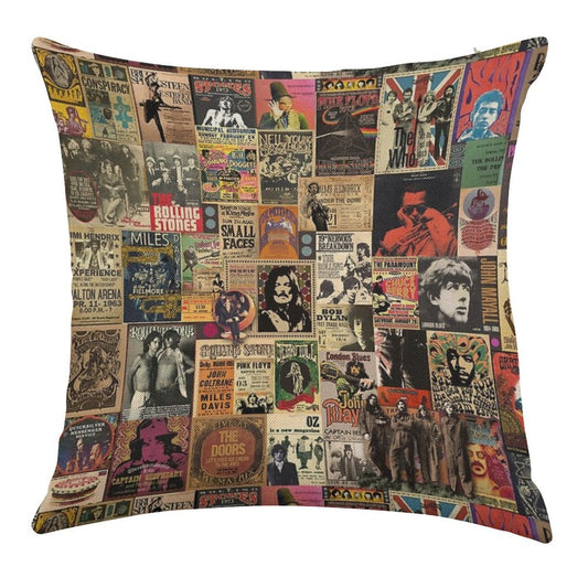 Rock N' Roll Stories Linen Throw Pillow Cover