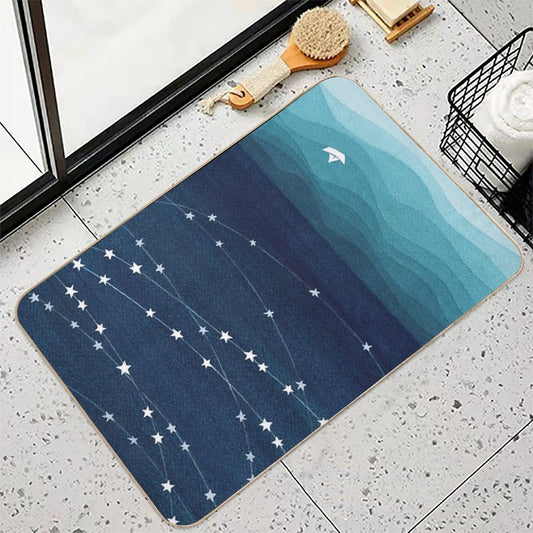 Garland of Stars, Teal Ocean Bath Mat