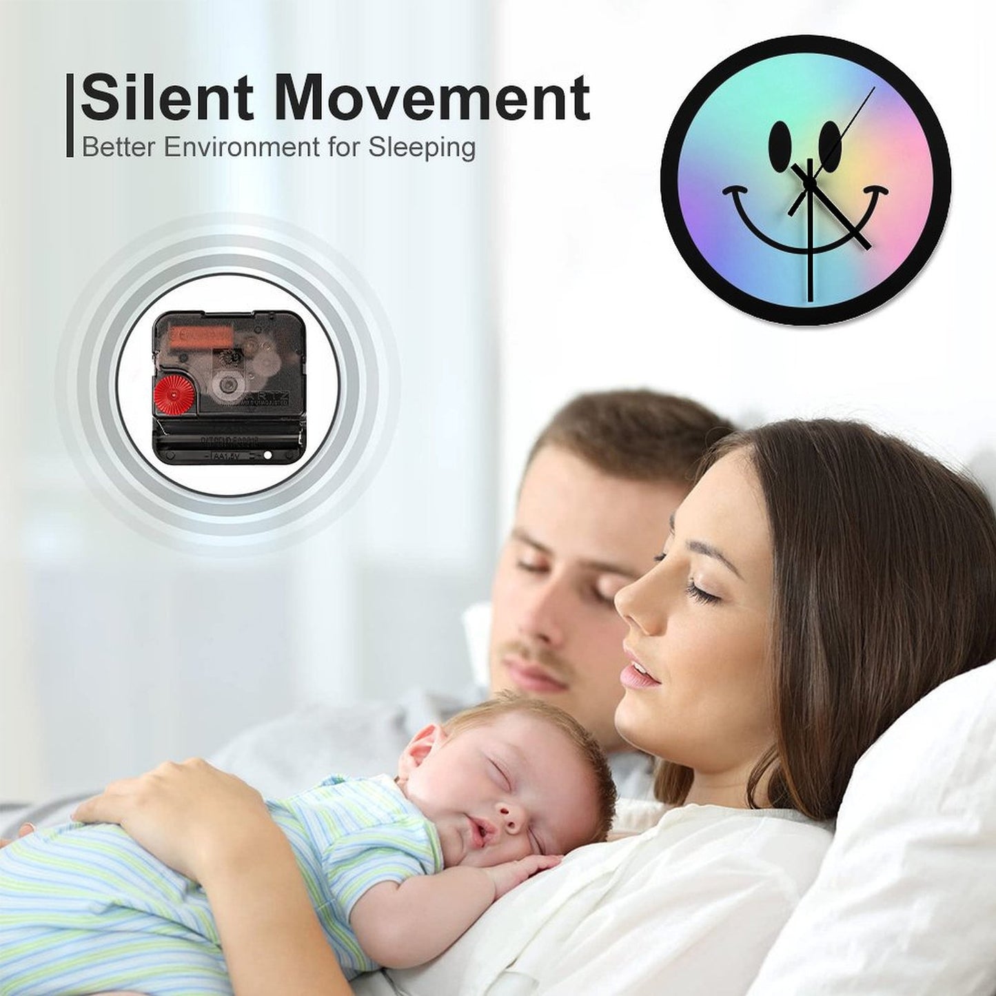 046 Holographic Happy Face ) Smiley Wall Clock