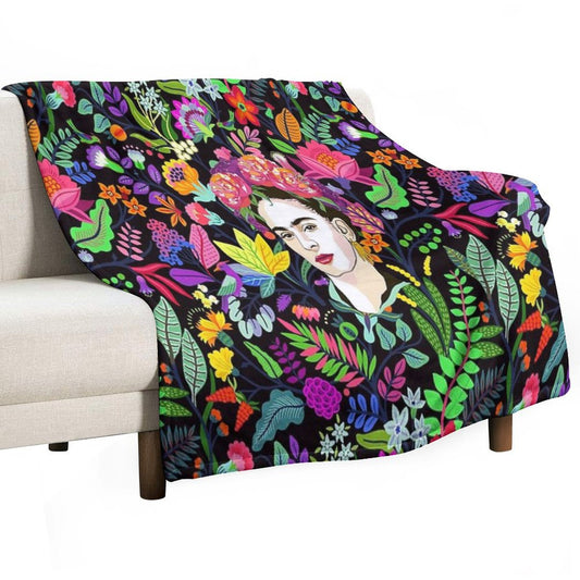 Frida in Bloom Throw Blanket