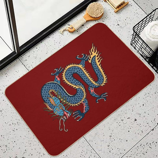 TIBETAN DRAGON RUG-red Bath Mat