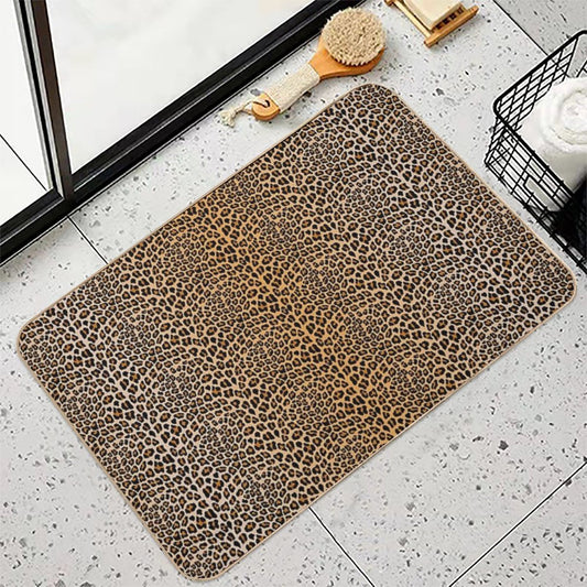 Trendy Leopard Print Aesthetic – Wild Animal Pattern Design Bath Mat