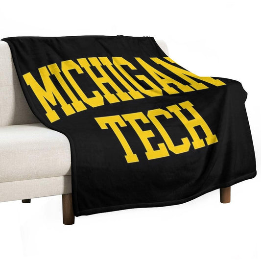 Michigan Tech - College Font Curved Throw Blanket
