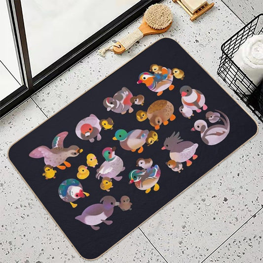 Duck And Duckling - Dark Bath Mat