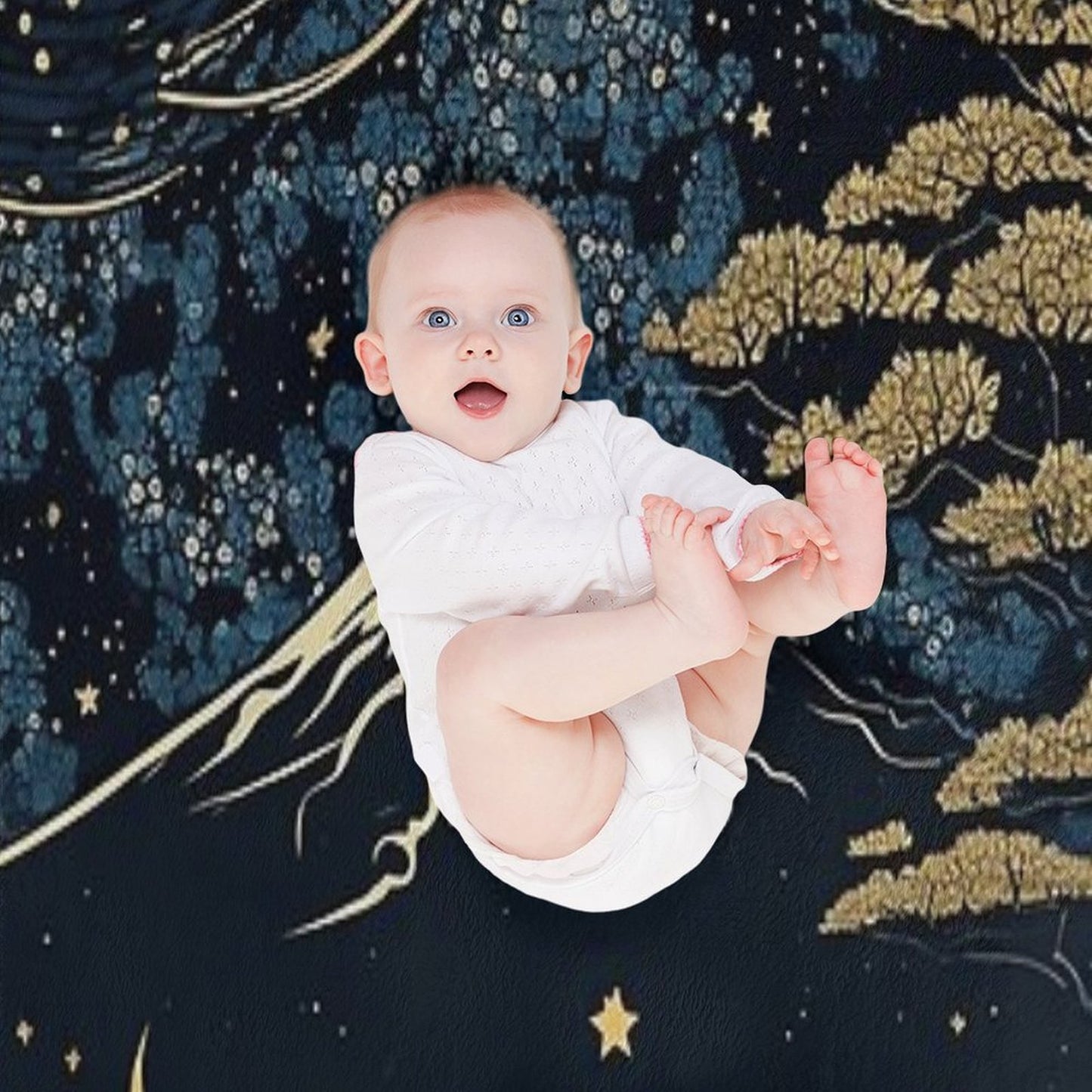 Starry Nightscape, Majestic Scenery Throw Blanket