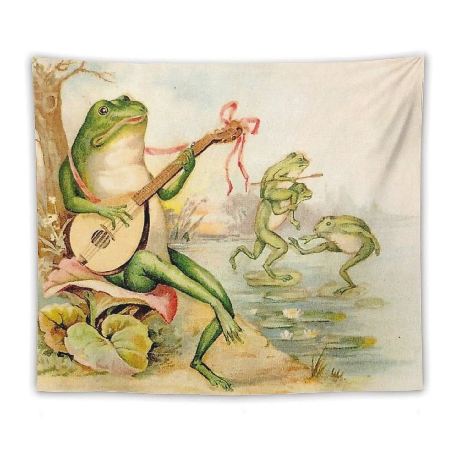 FROG STRUMMING Vintage Abstract Entertainment Print Tapestry