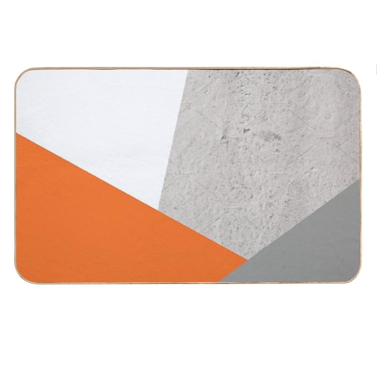 Grey Orange And Concrete Color Block Bath Mat