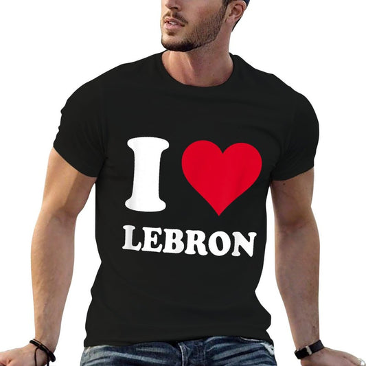 Red Heart I Love Lebron  Fade-proof Color T-Shirt