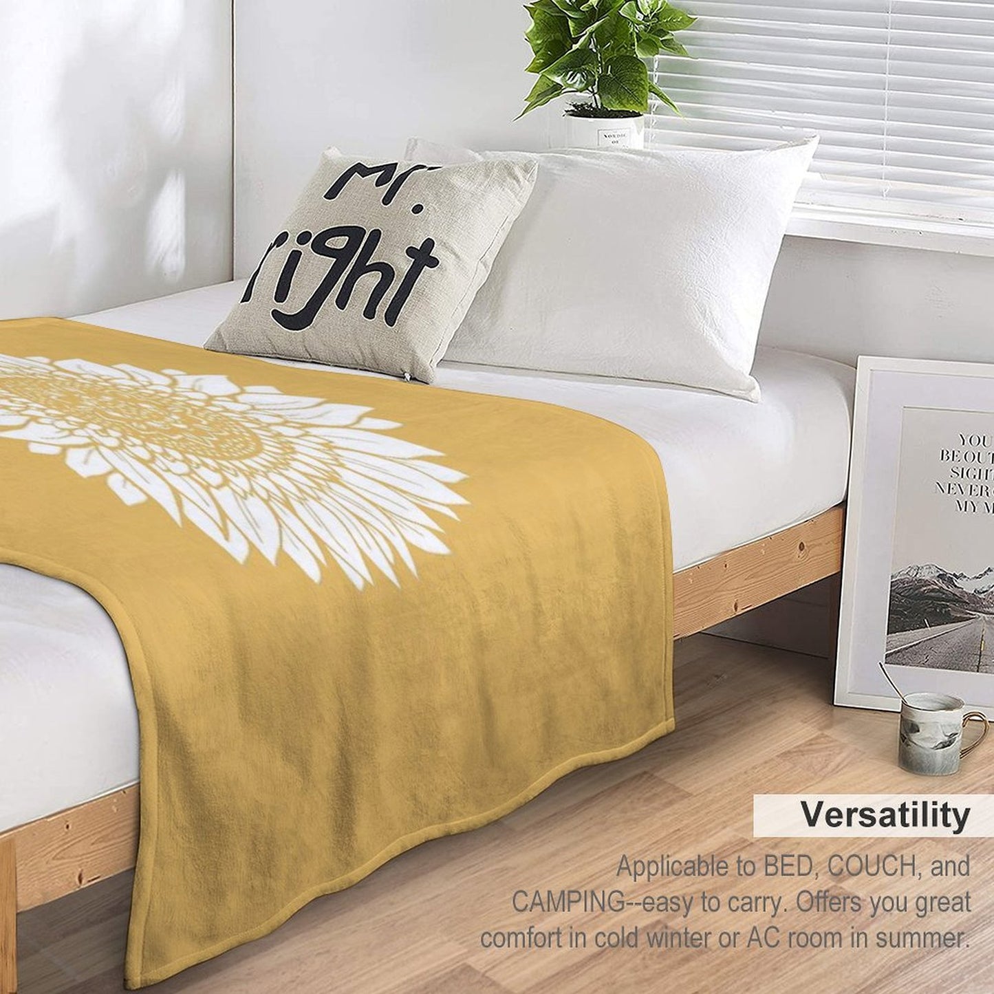 Yellow Flower Drawing Tapestry Throw Blanket