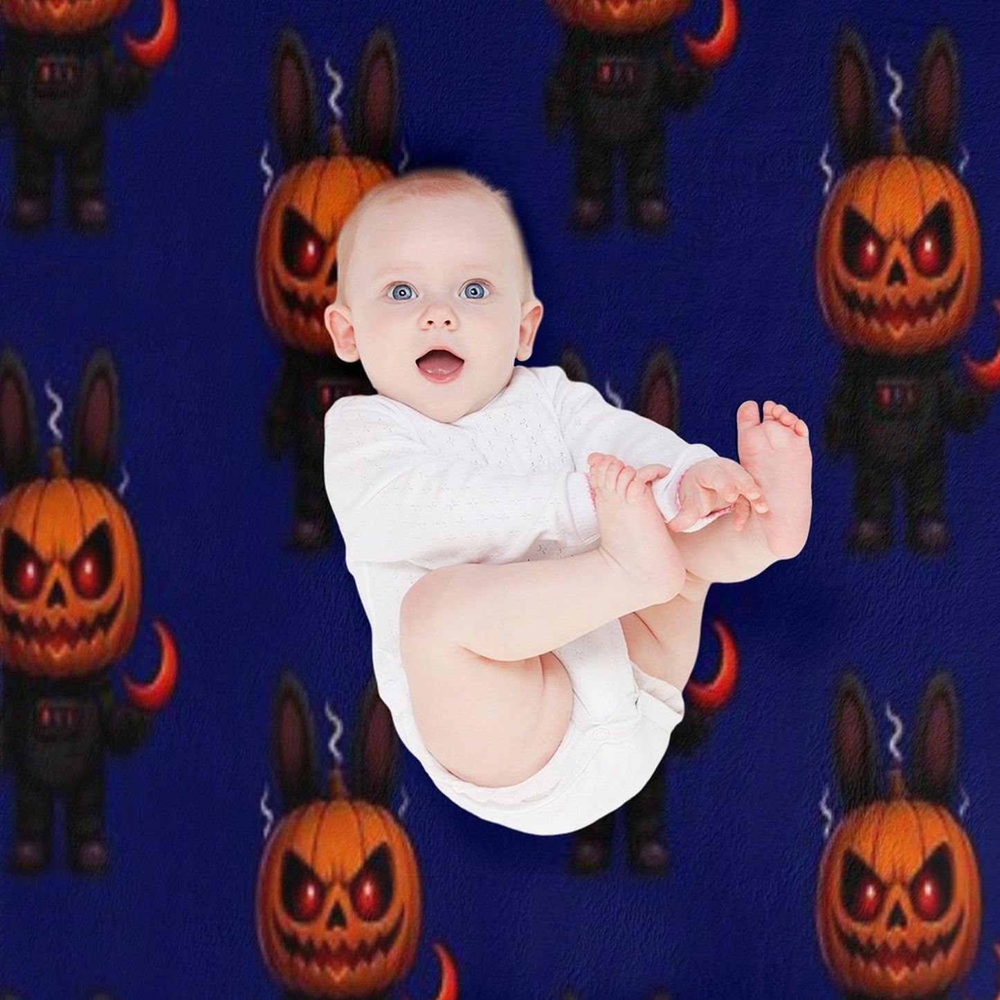 Halloween Pumpkin Monster Creepy Cute Art Throw Blanket
