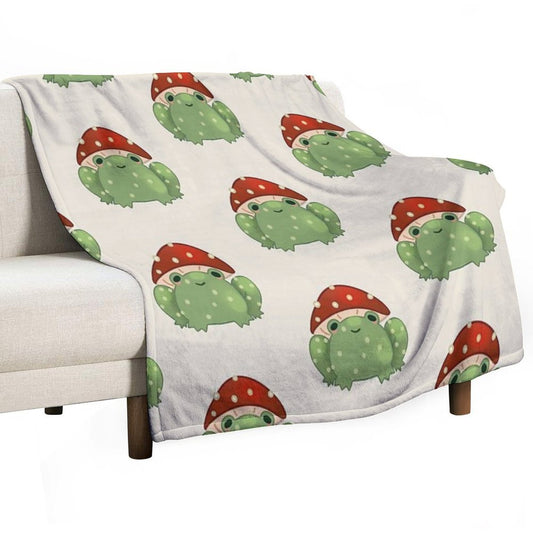 Mushroom Frog Throw Blanket