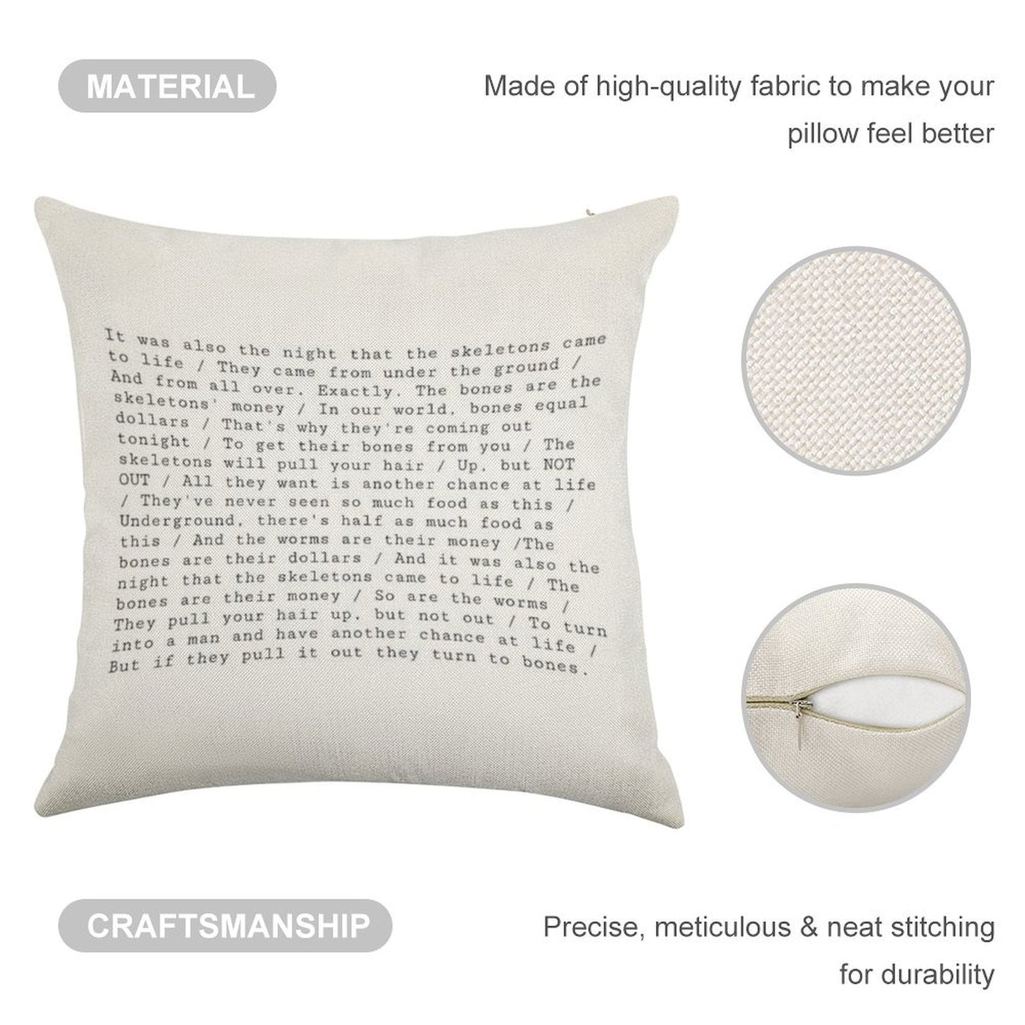 The Night That The Skeletons Came to Life Linen Throw Pillow Cover