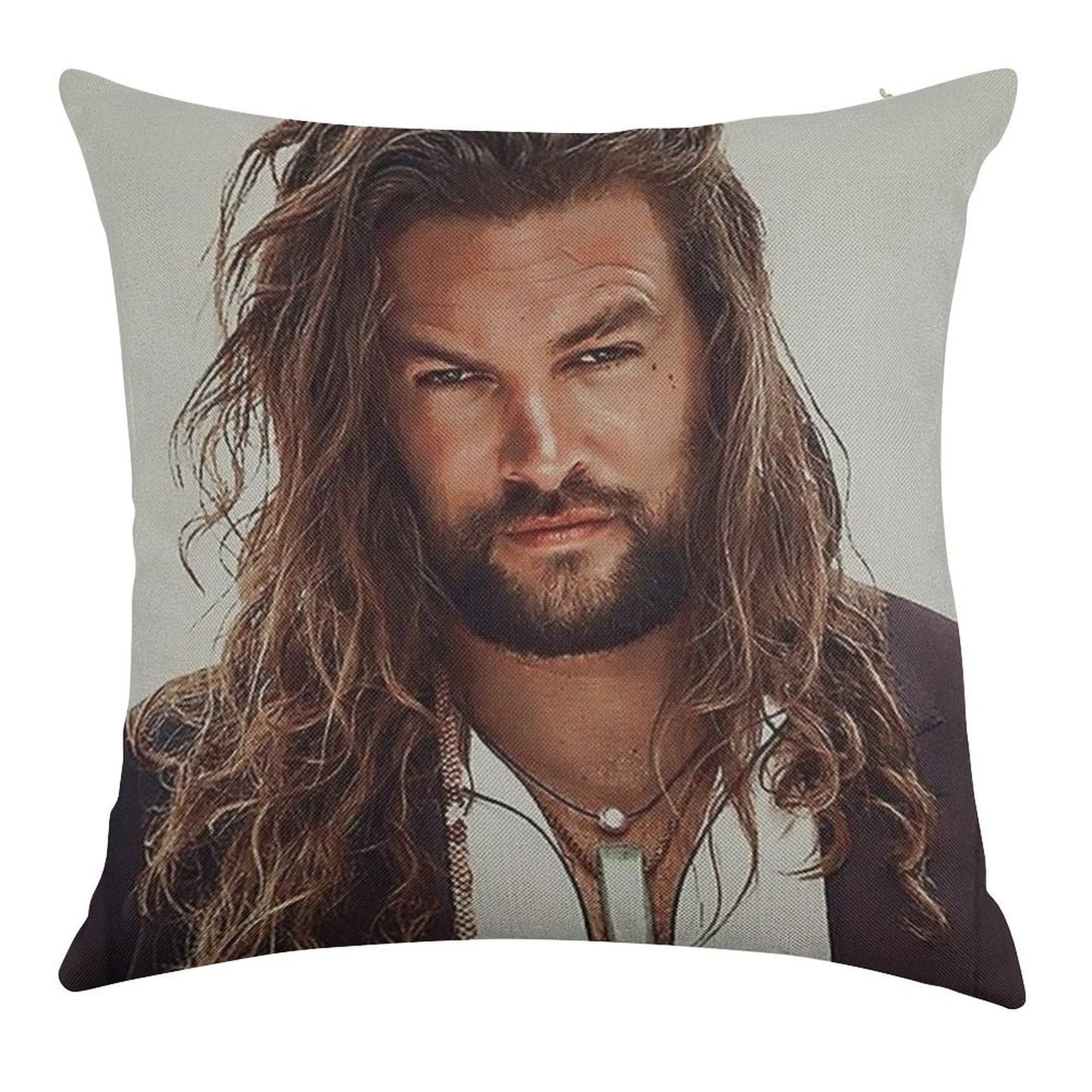 Jason Momoa Linen Throw Pillow Cover