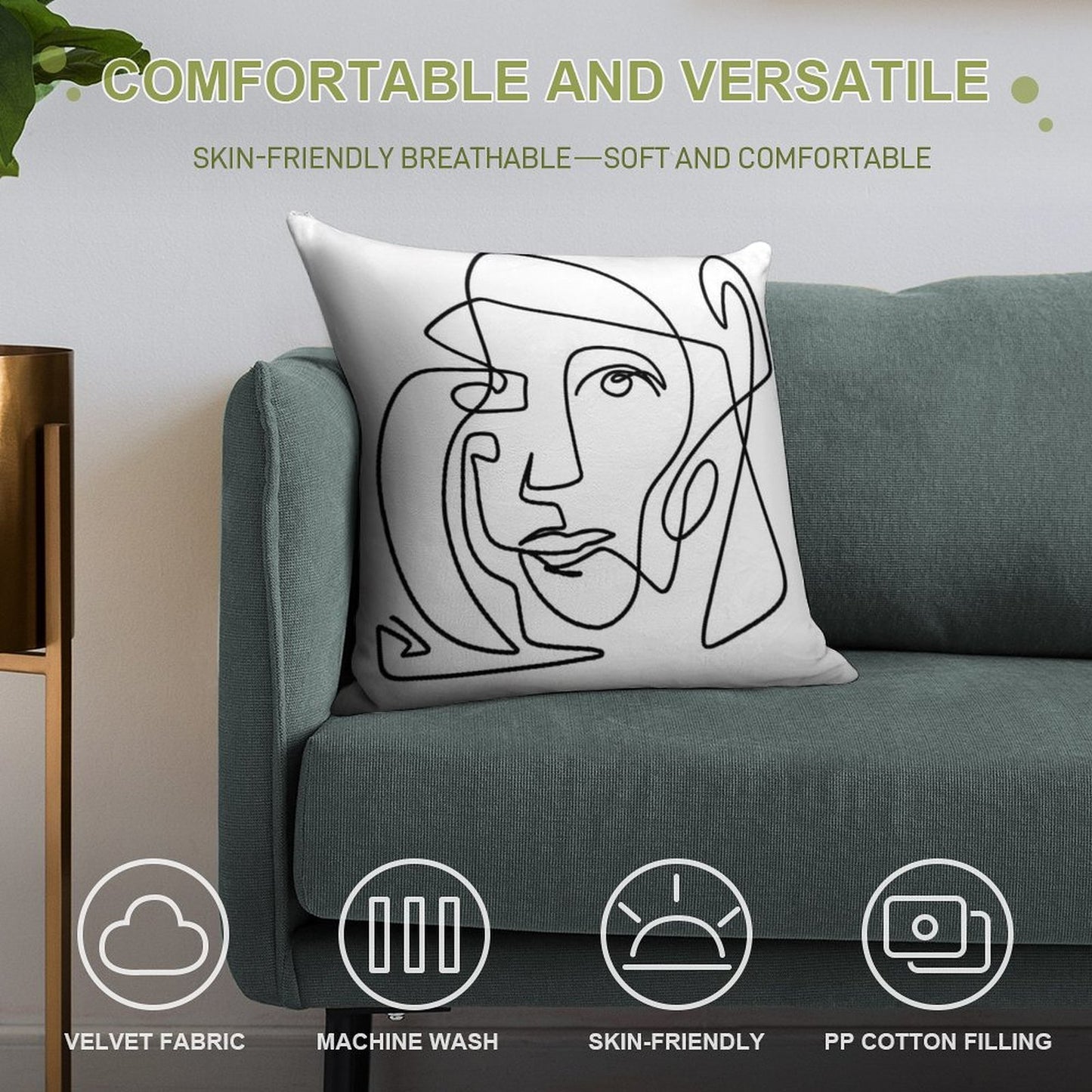 Abstract Face 1 Soft High-Density Material Throw Pillow