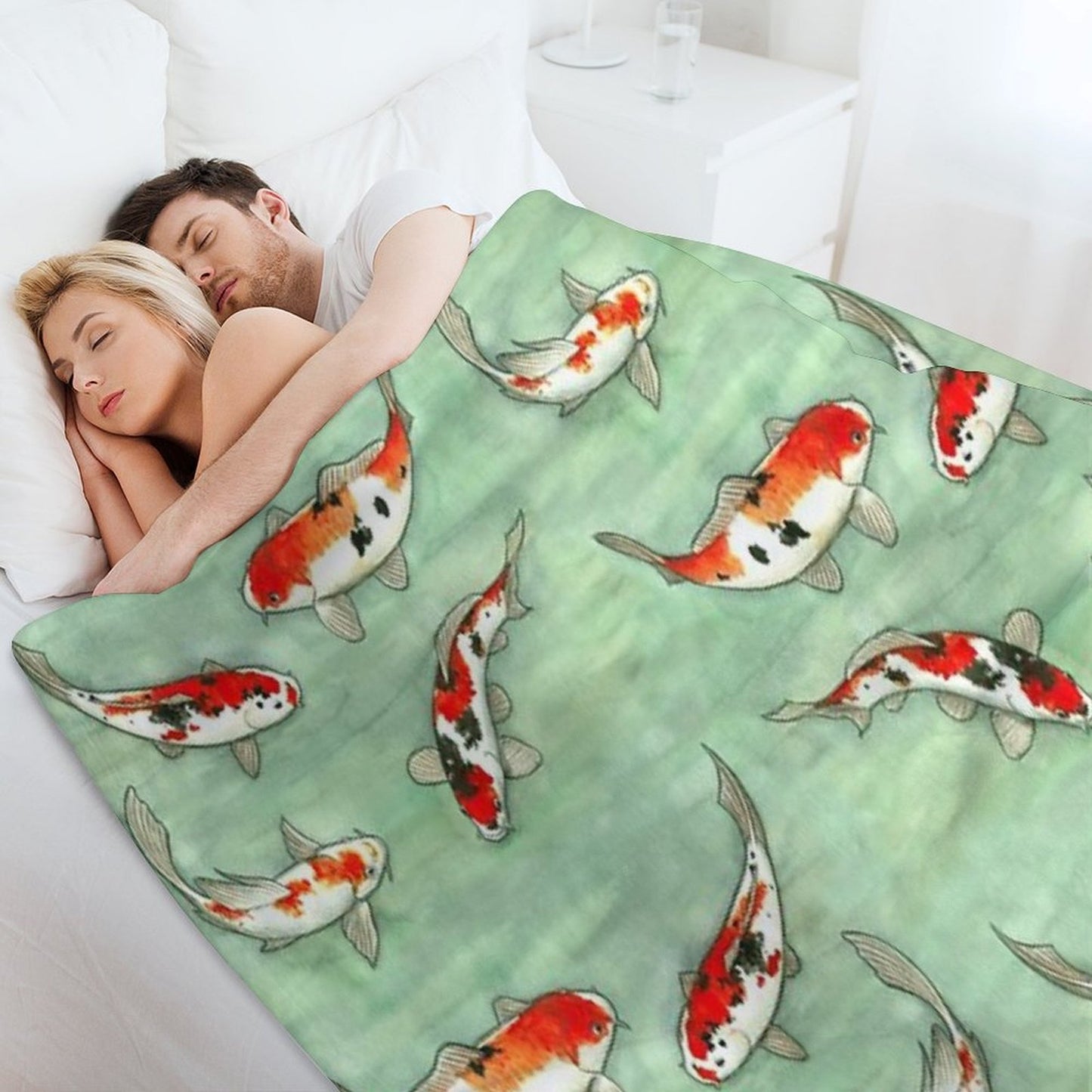 La Ronde Des Carpes Koi Throw Blanket