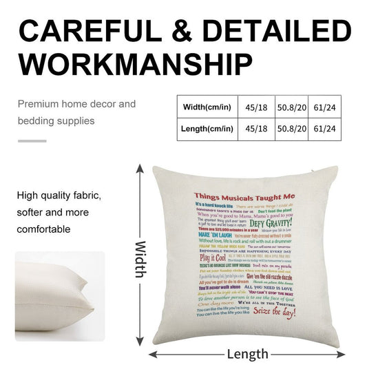 Things Musicals Taught Me Linen Throw Pillow Cover