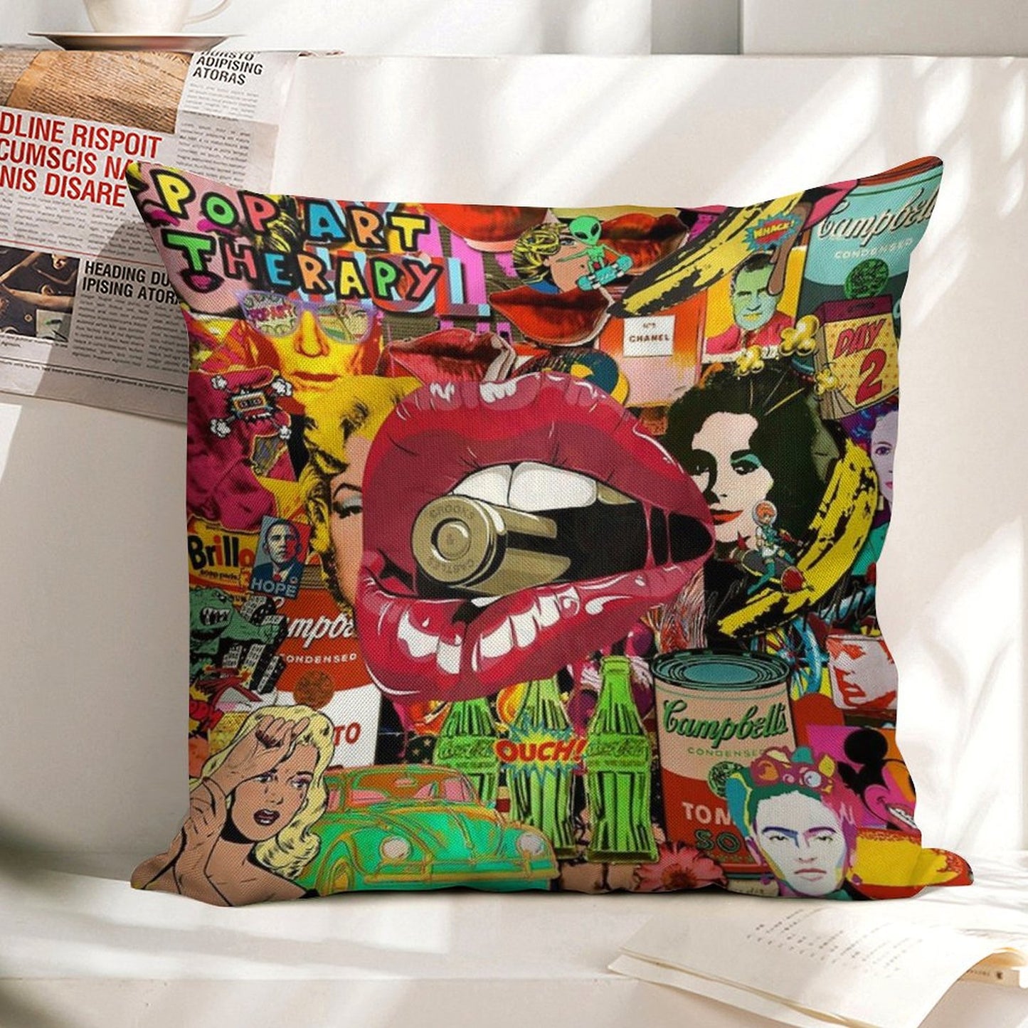 Pop Art Therapy Linen Throw Pillow Cover