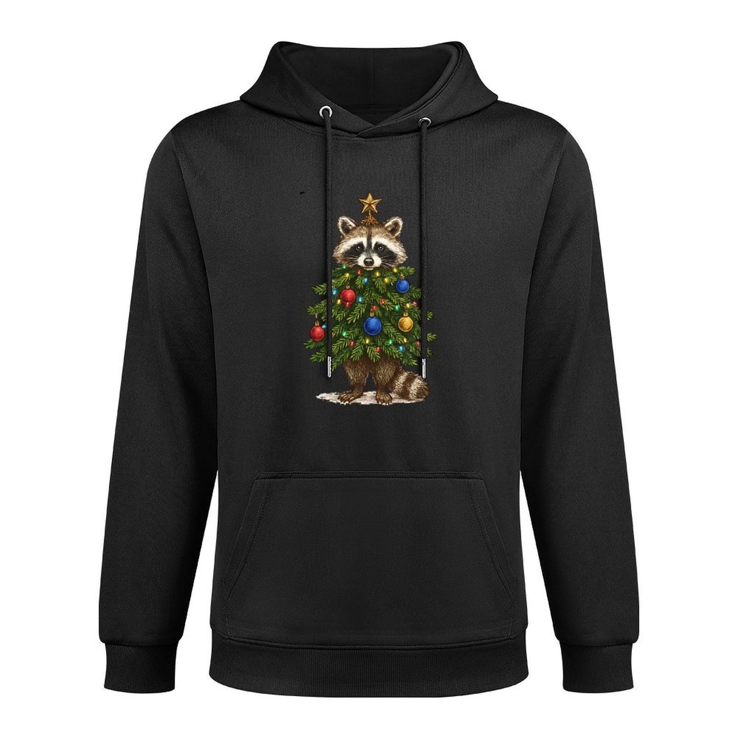 Raccoon Decorated Christmas Tree, Feral And Festive Shape Retention Hoodie