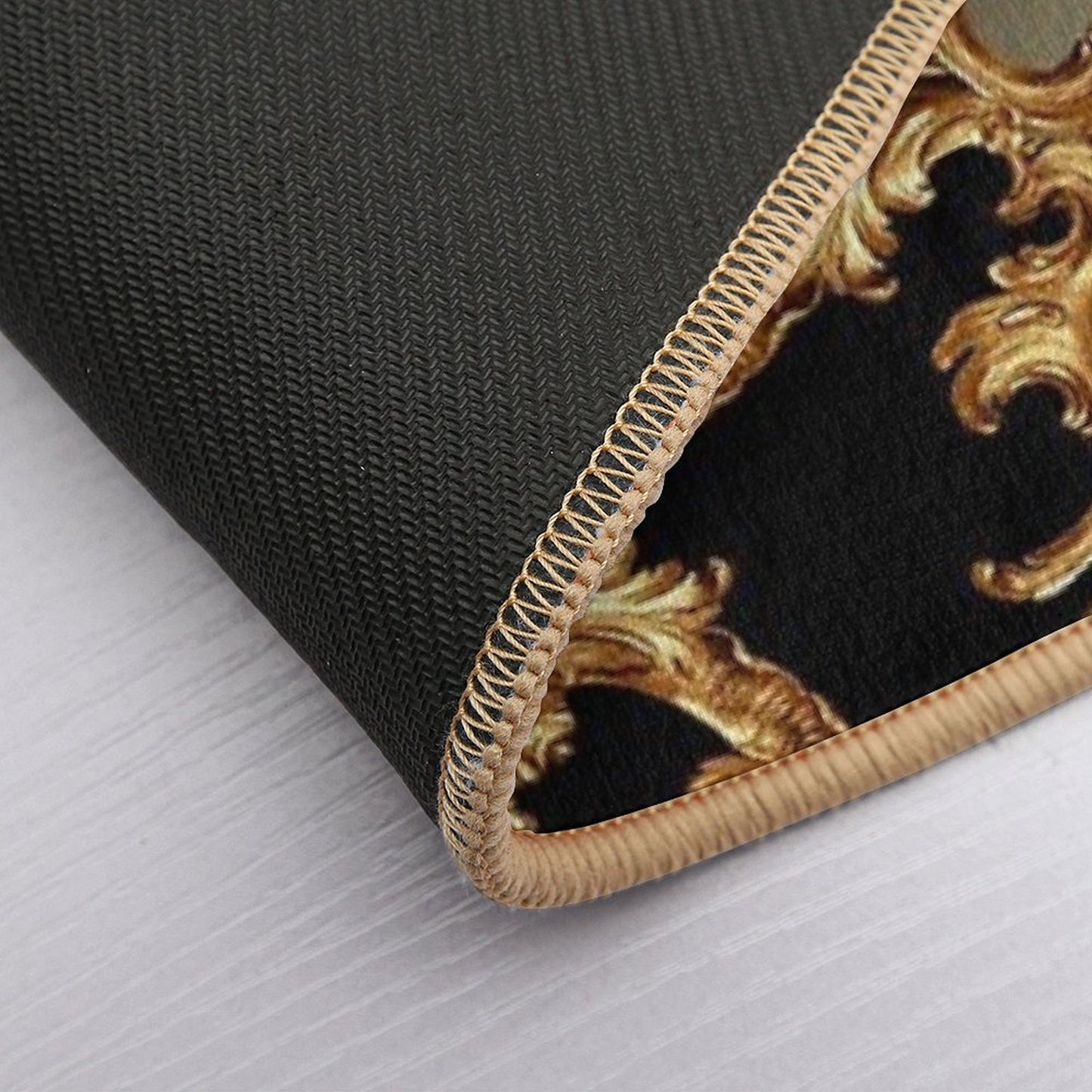 Golden Ornamental Baroque Symmetrical Bath Mat