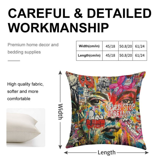 Banksy Inspired Pop Art Linen Throw Pillow Cover