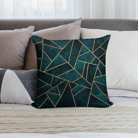 Deep Teal Stone Soft Shrink-Resistant Throw Pillow