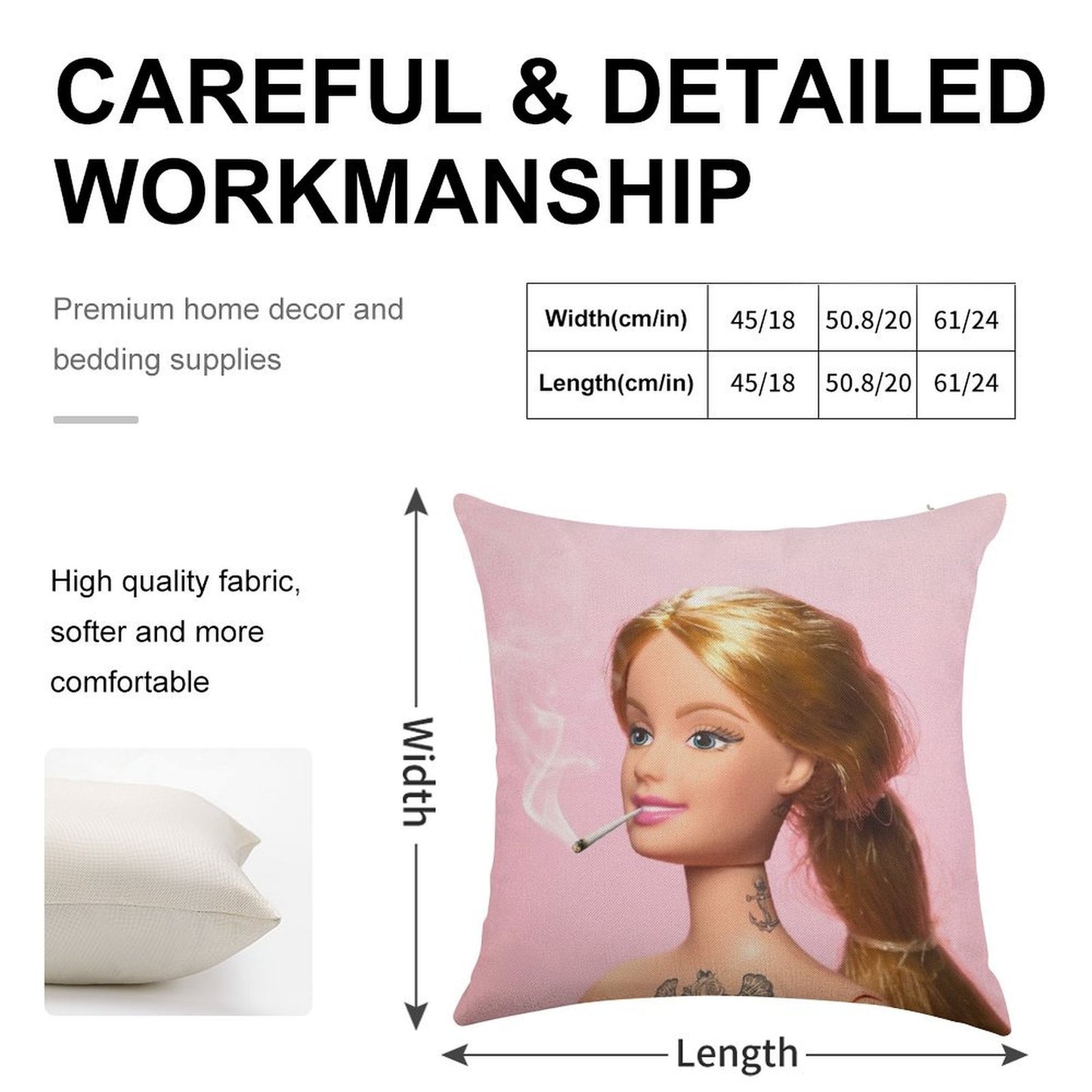 Doll Grown Up Linen Throw Pillow Cover