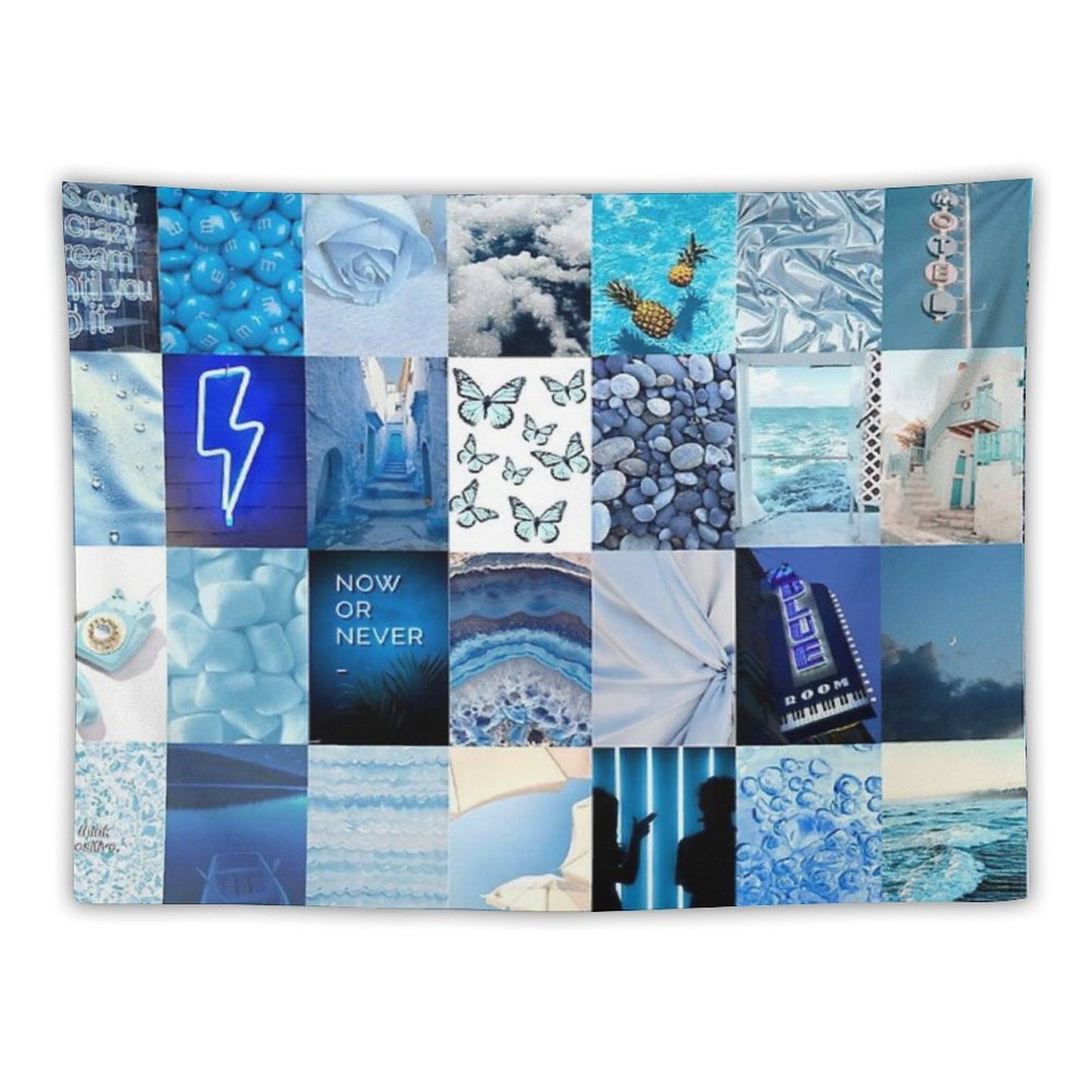 Blue Aesthetic Tumblr Collage Tapestry