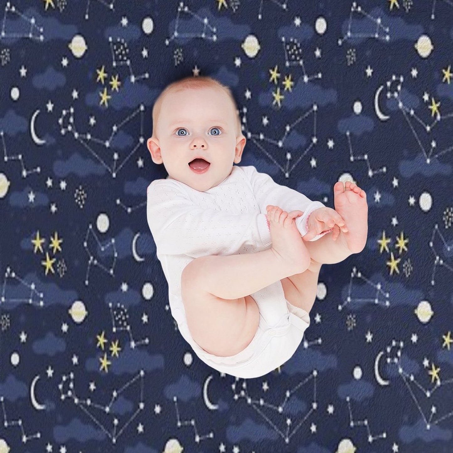 Galaxy - Cosmos, Moon And Stars. Astronomy Pattern. Cute Cartoon Universe Design. Throw Blanket