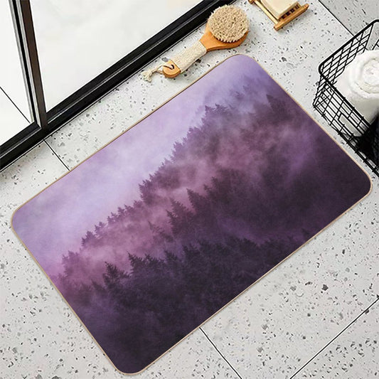 Excuse Me, I'm Lost Laid Back In A Romantasy Moody Wilderness Dream Forest With Cascadia Trees Covered In Magic Fog Multi-Purpose Bath Mat