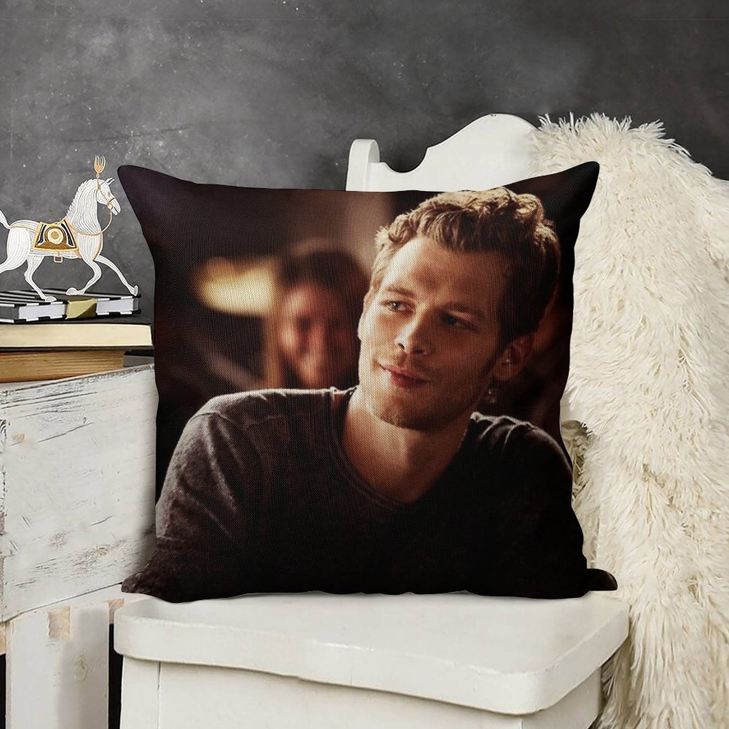 Klaus Mikaelson Linen Throw Pillow Cover