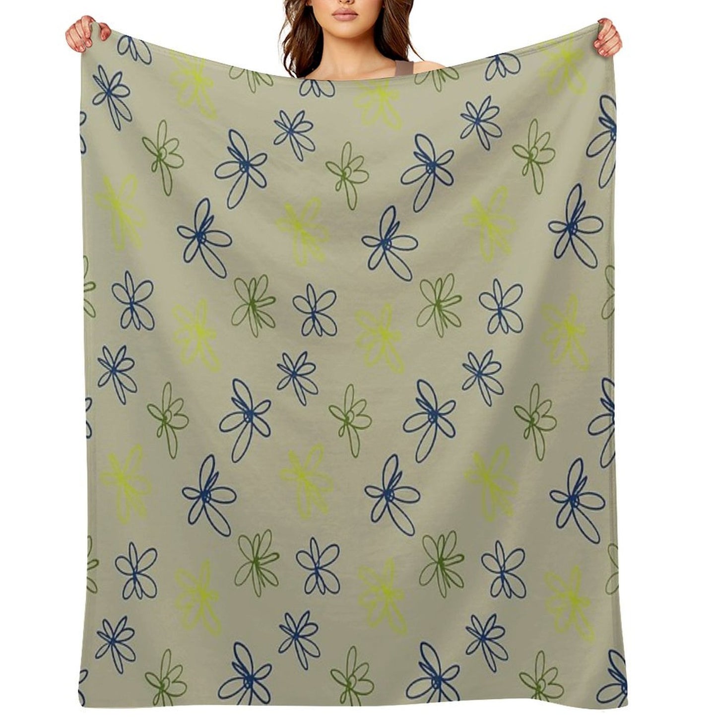 Daisy Whispers - Minimalist Leaf Pattern Throw Blanket