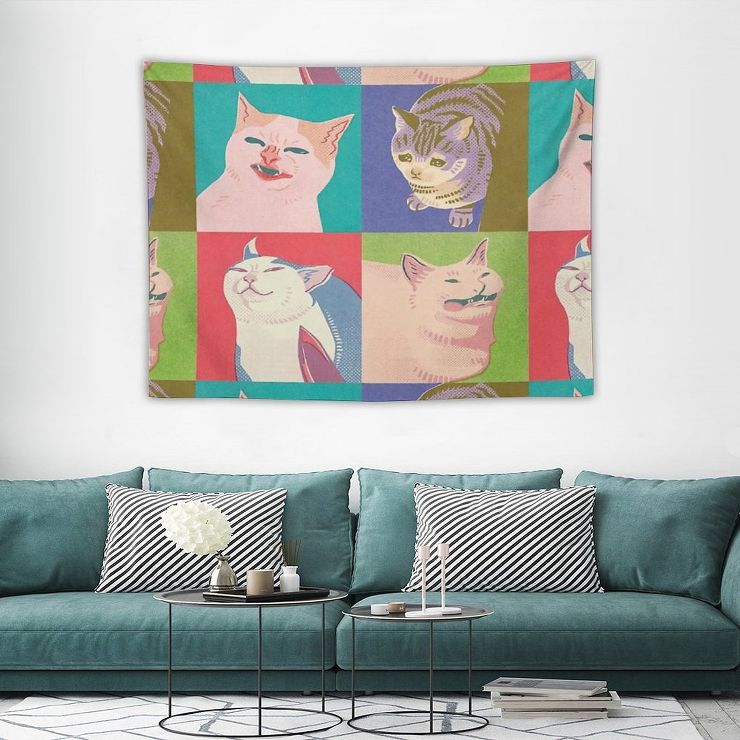Four Meme Cats of The Apocalypse Tapestry