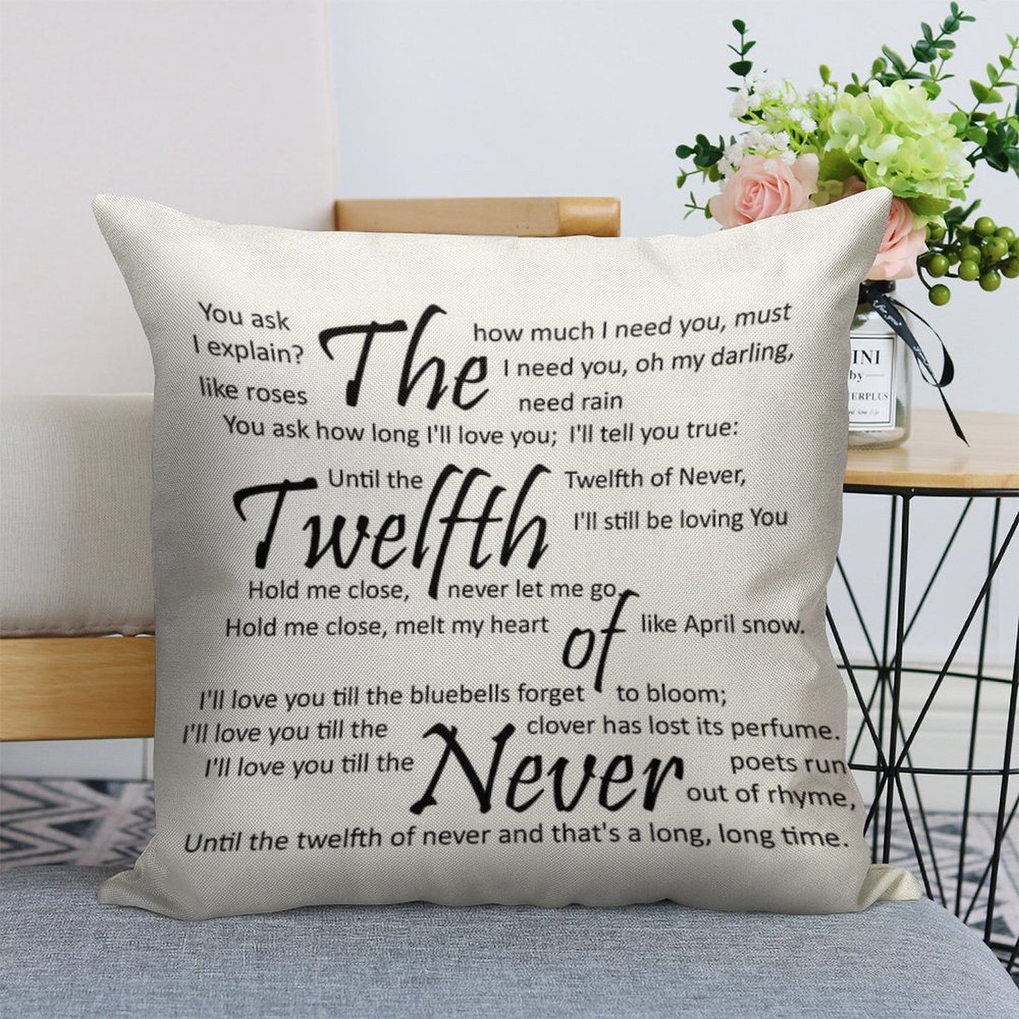 The Twelfth of Never Linen Throw Pillow Cover