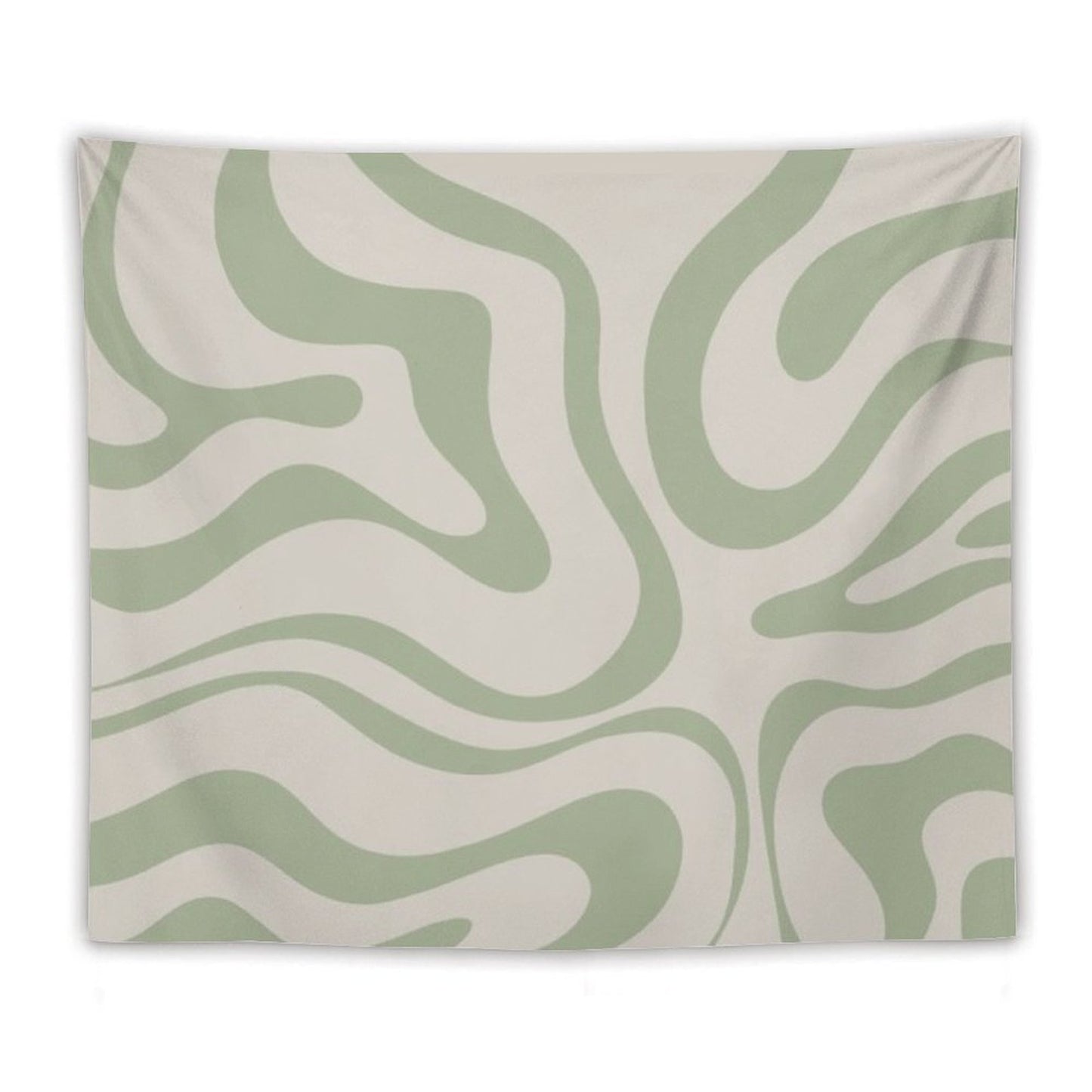 Liquid Swirl Abstract Pattern in Beige And Sage Green Tapestry
