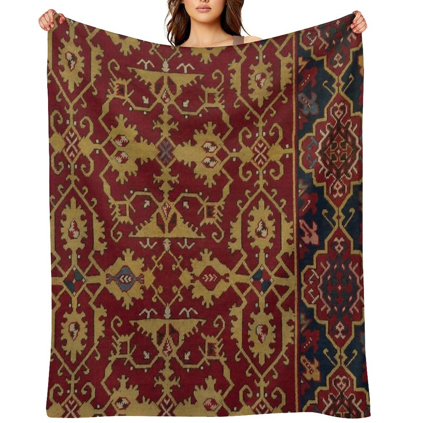 Vintage Oriental Carpet Throw Blanket