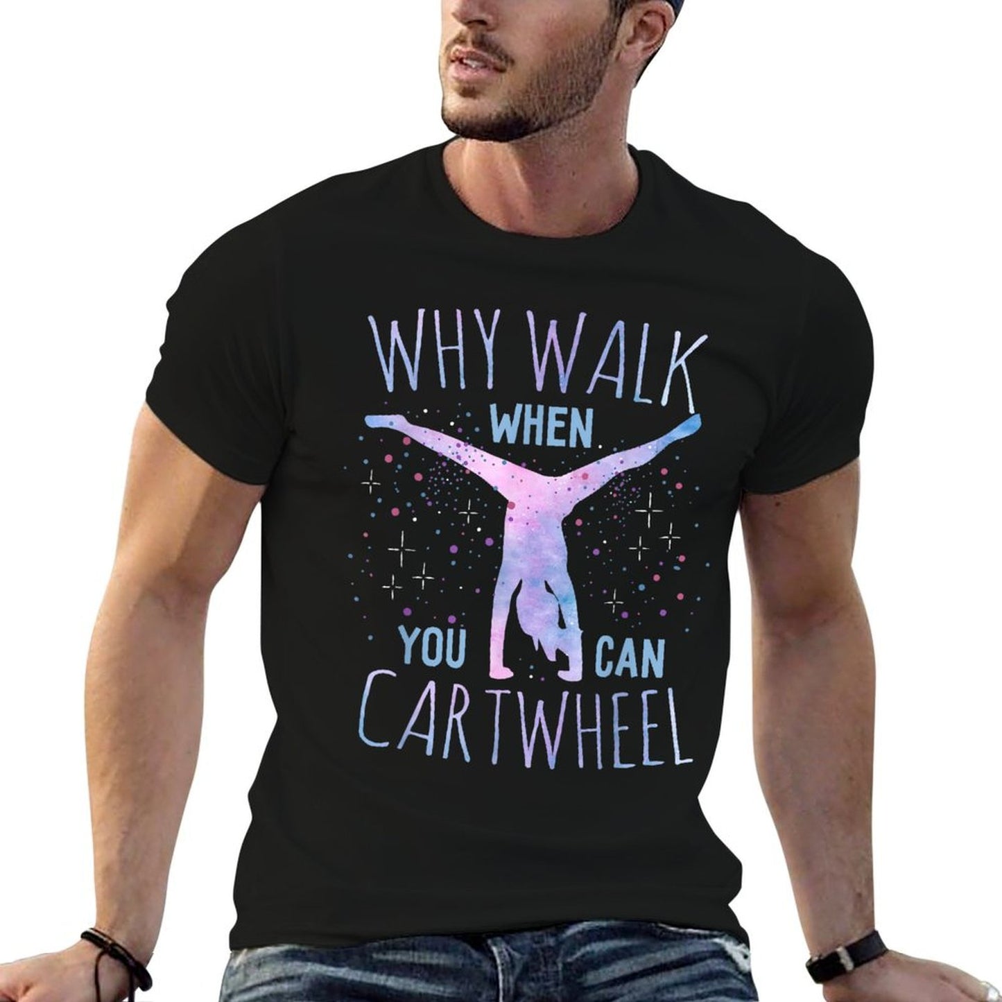 Cartwheel Gymnast Girl Classic Fit, Tie-Dye, - Black T-Shirt