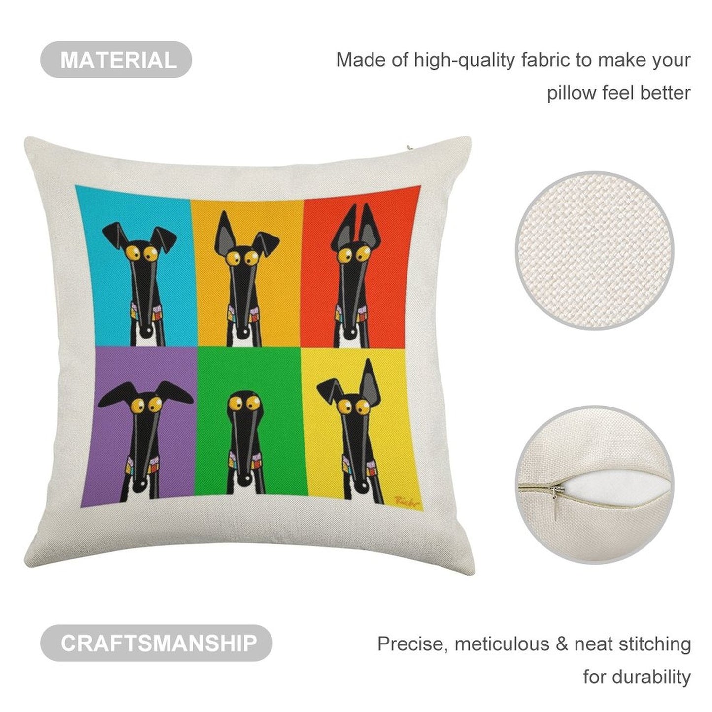 Greyhound Semaphore Linen Throw Pillow Cover