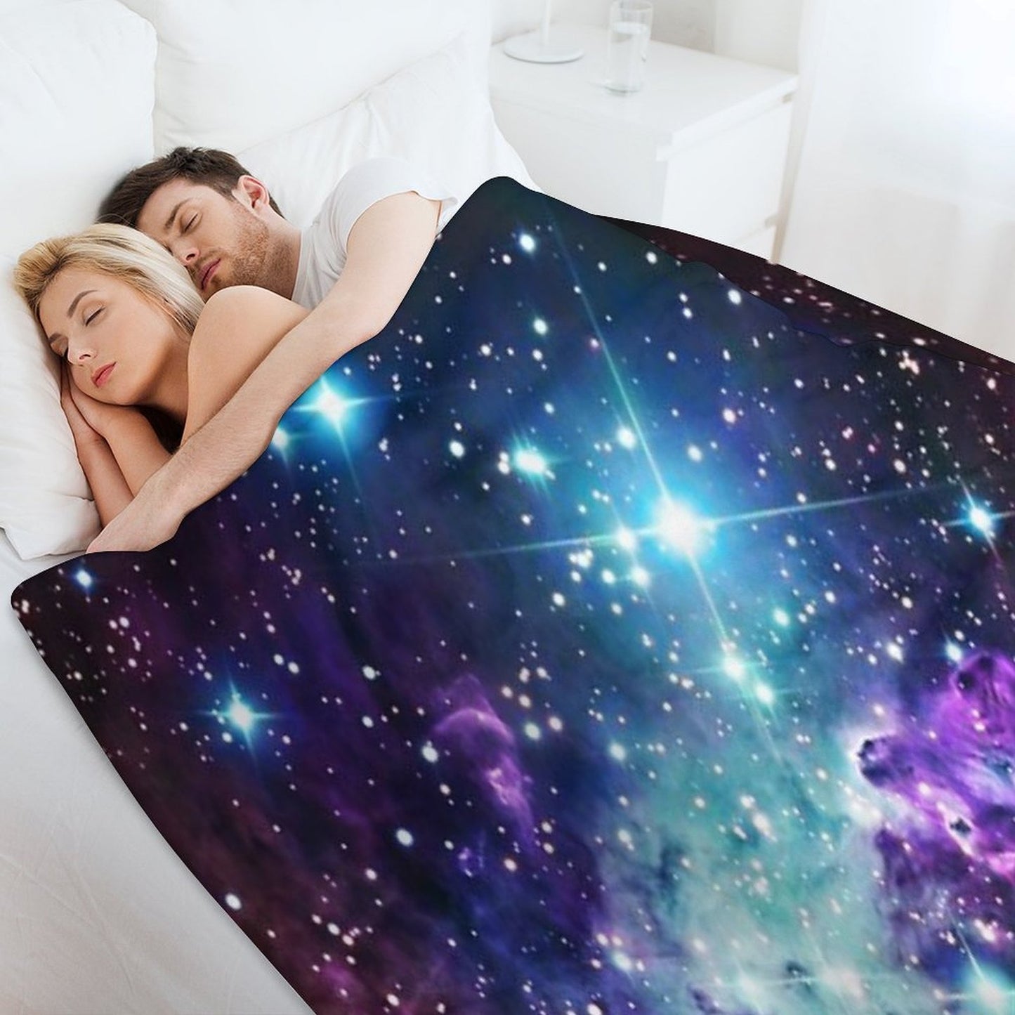 Fox Fur Nebula Teal Turquoise Purple Throw Blanket