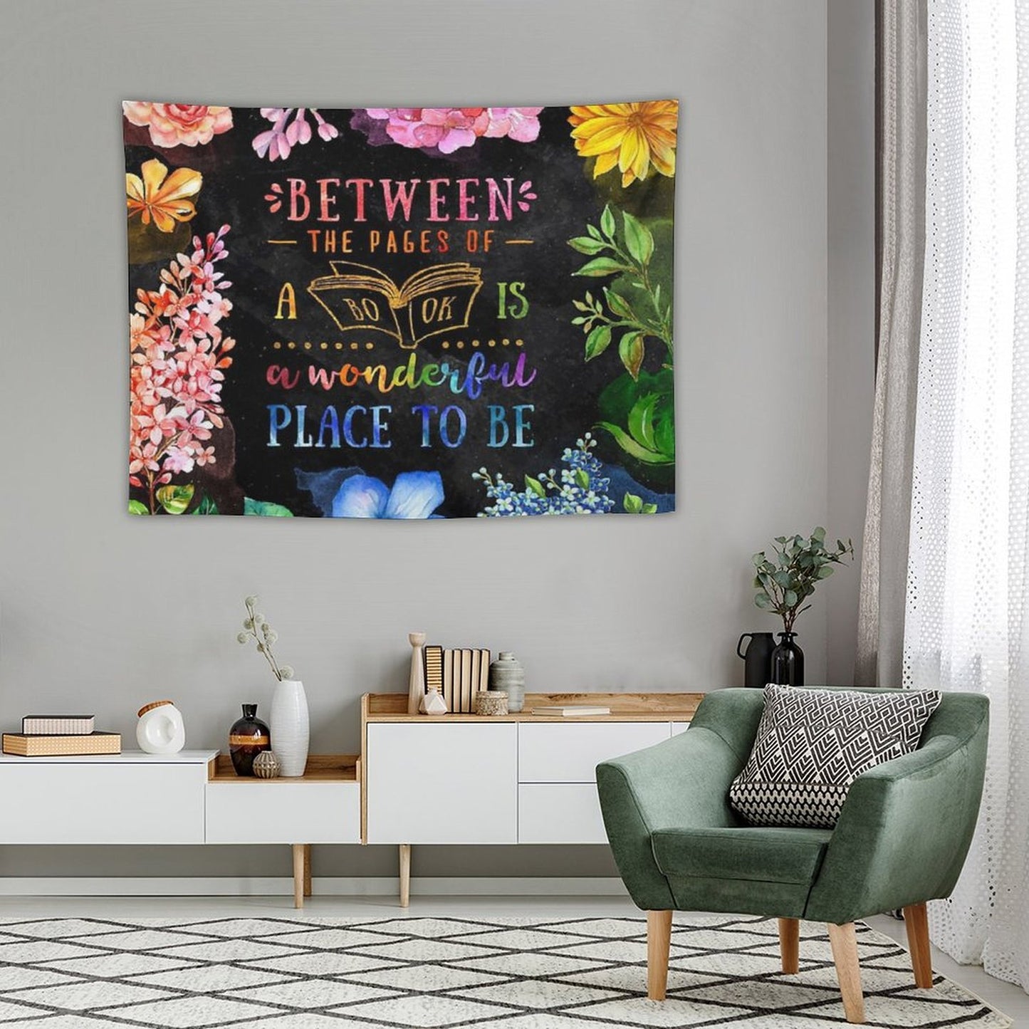 Between The Pages (black) Tapestry