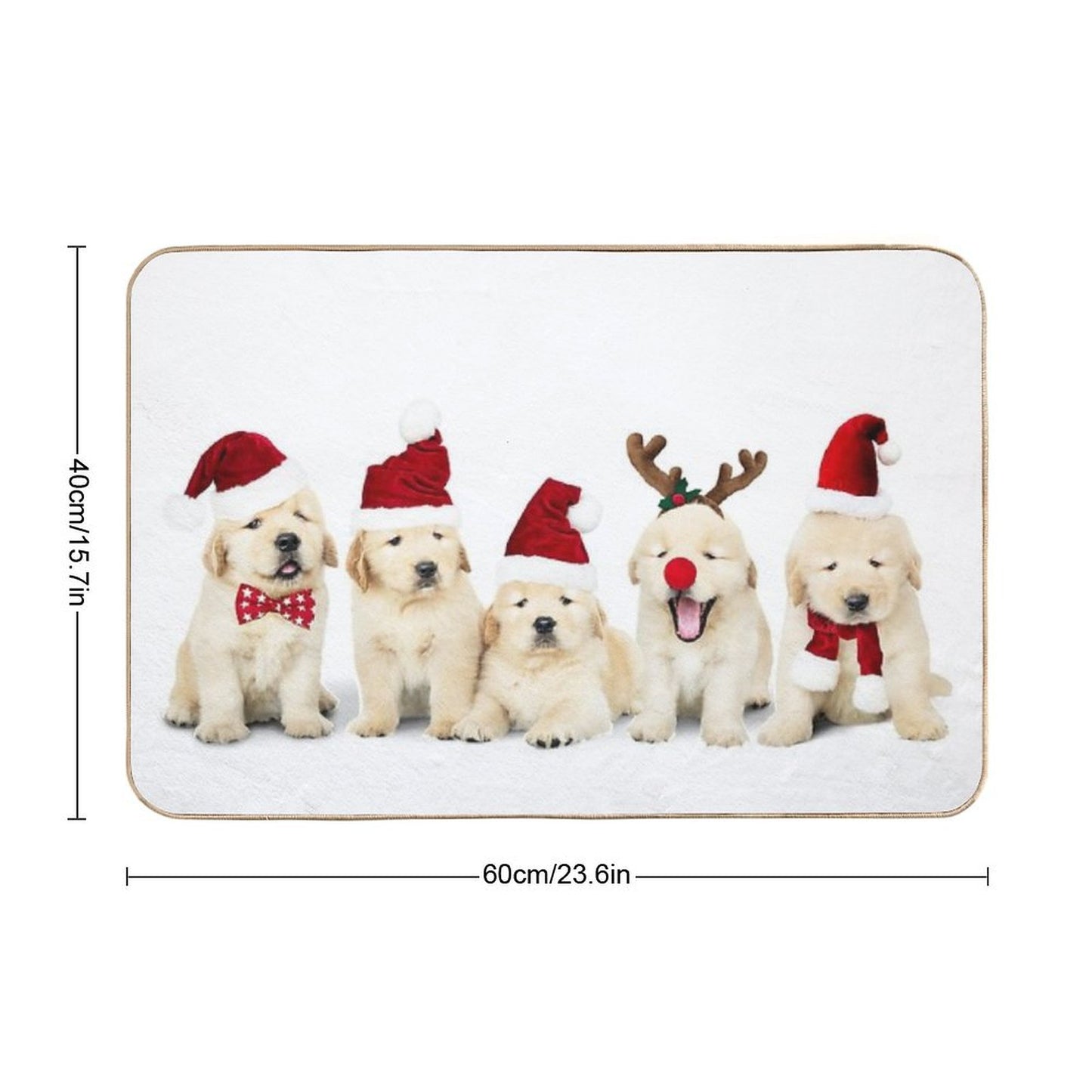 Xmas Golden Retriever Puppies Bath Mat