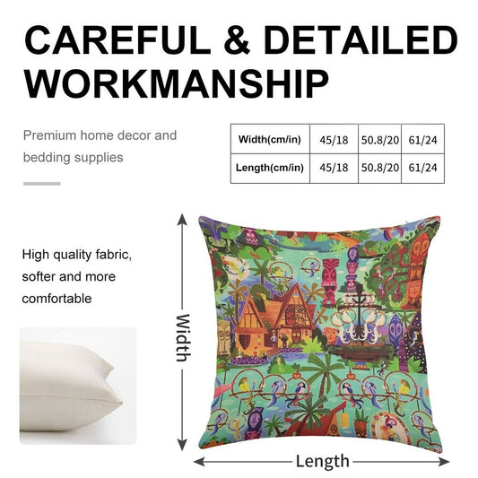 The ORIGINAL Enchanted Tiki Room Collage Linen Throw Pillow Cover