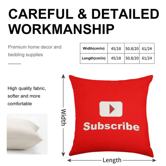 Youtube Channel Subscribe Linen Throw Pillow Cover
