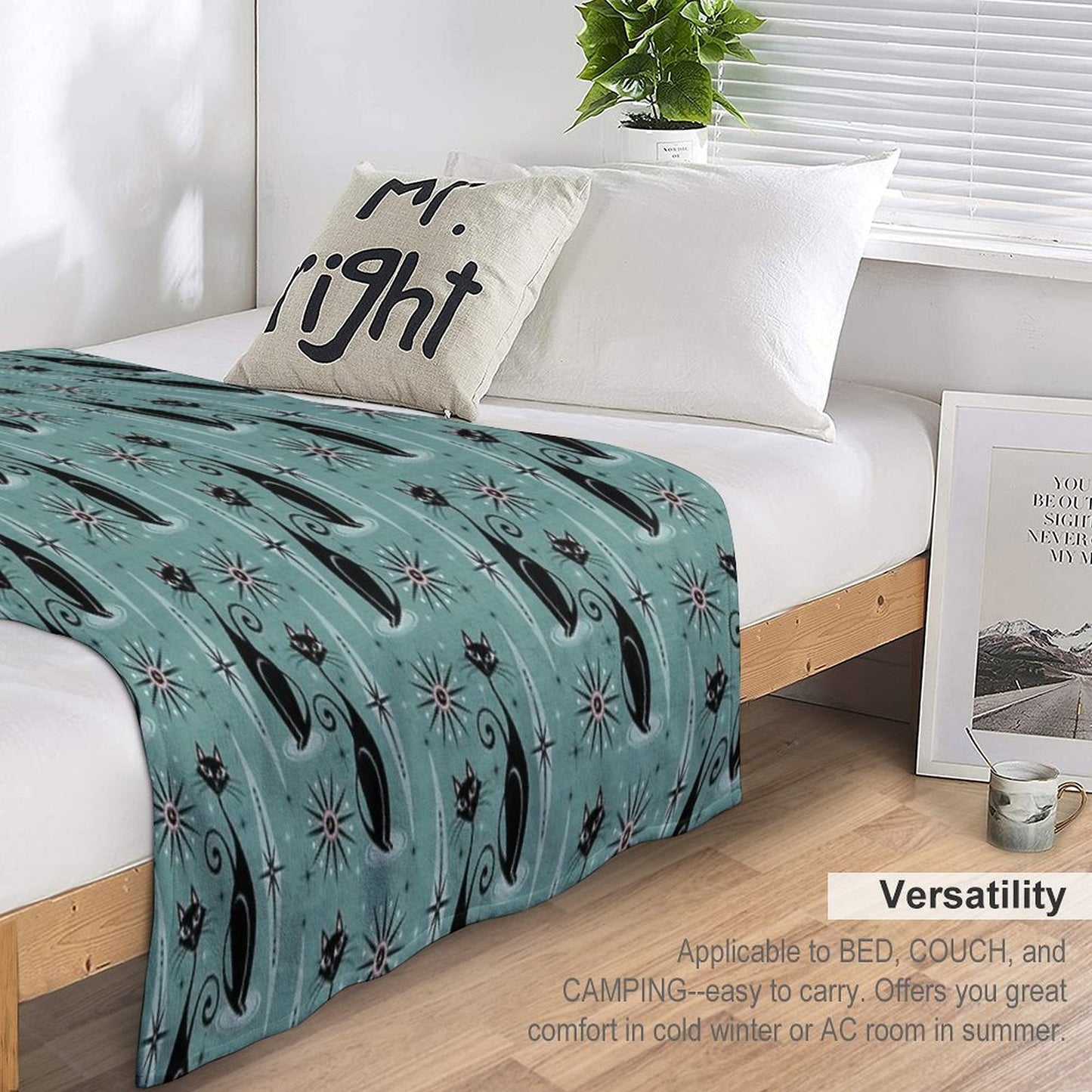 Mid Century Cats And Clocks III Throw Blanket