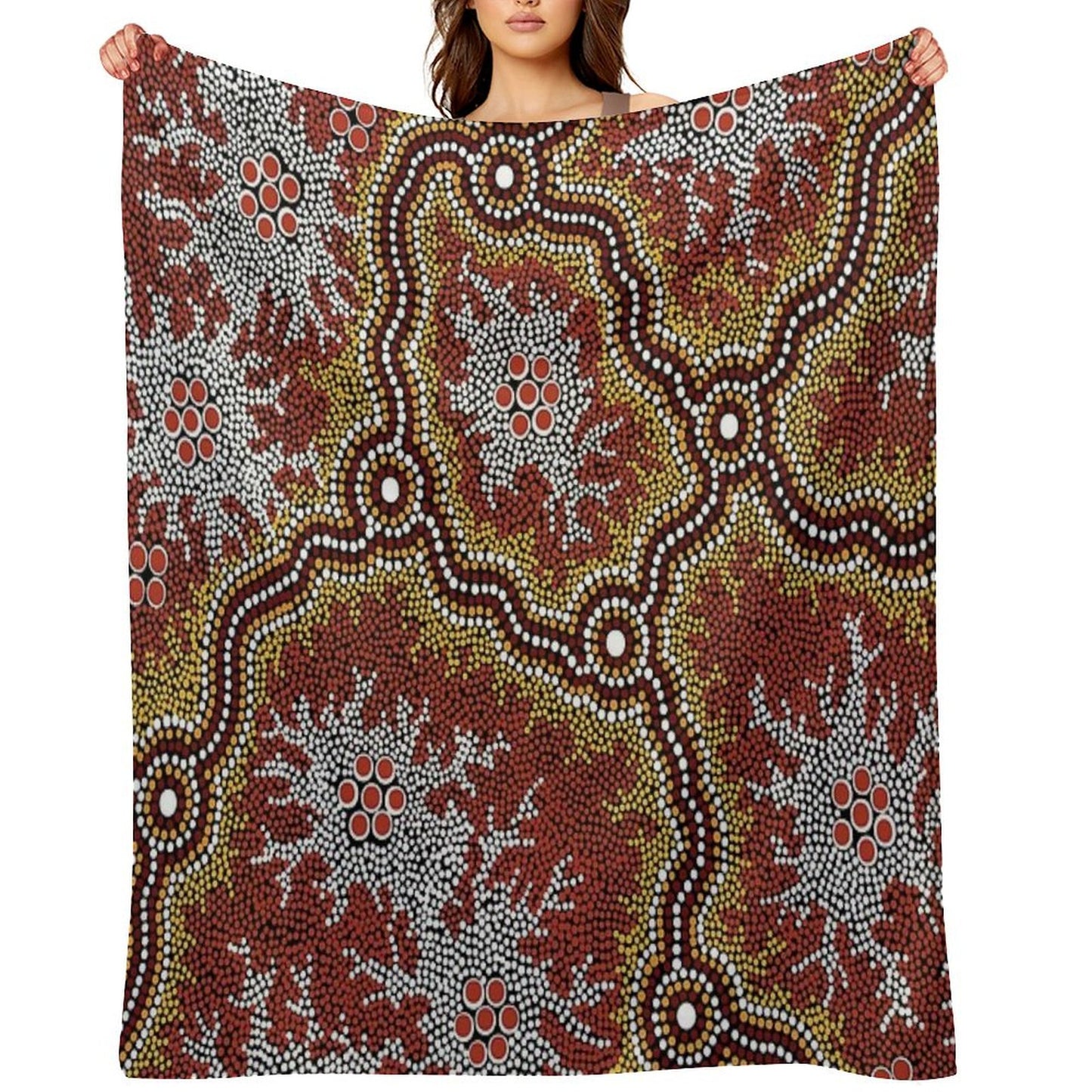 Authentic Aboriginal Art -  Mountains Throw Blanket