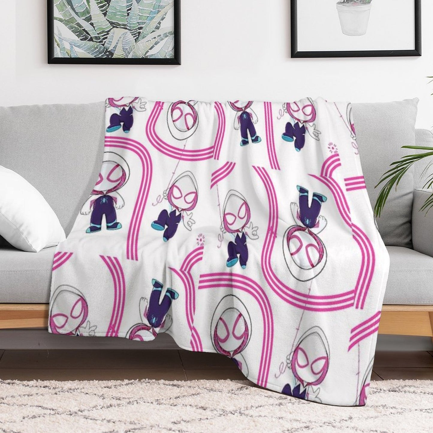 Cute Spider Ghost Gwen, Baby Spidey Girl, Grl Pwr, Cartoon Ghost Kids T-shirt Throw Blanket