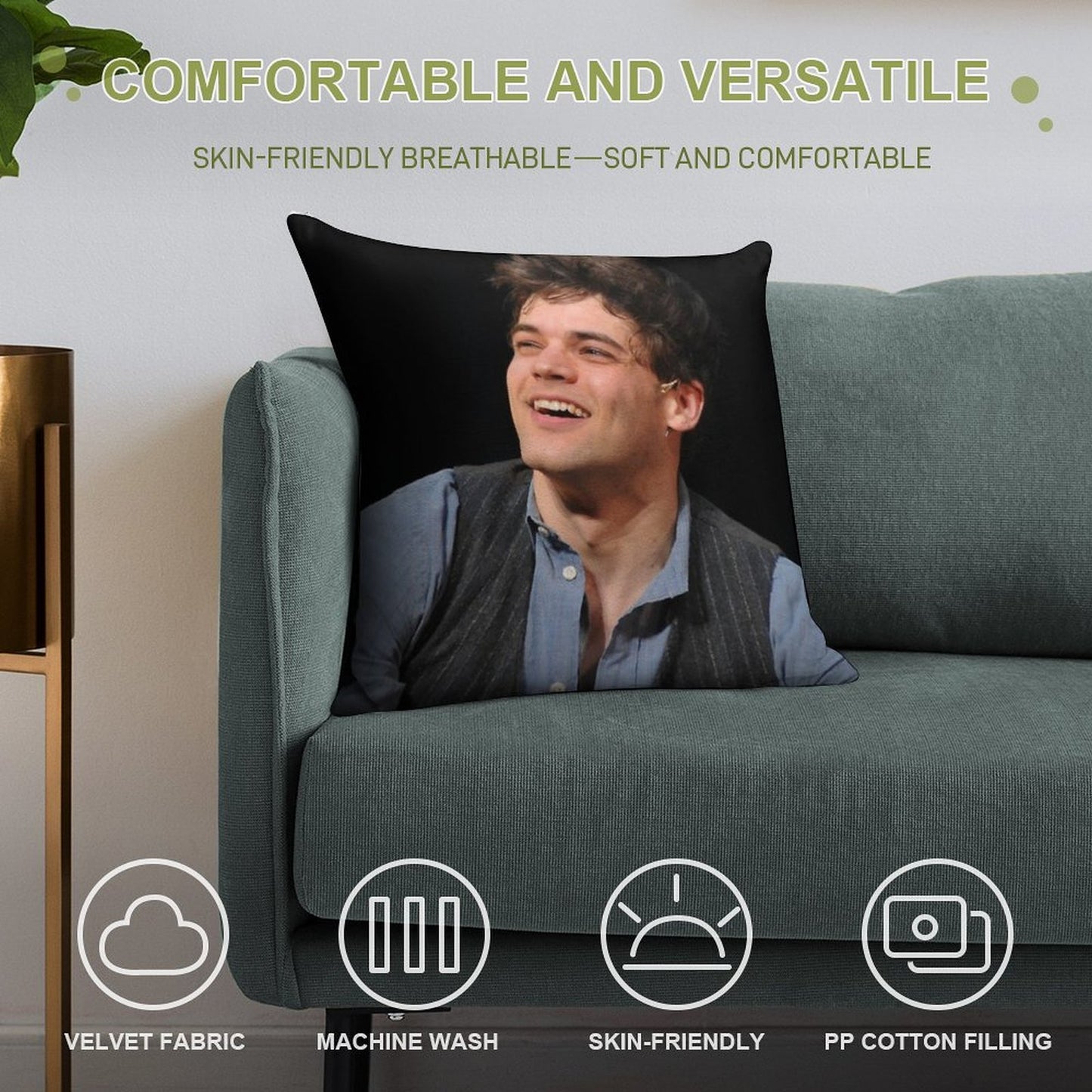 Jeremy Jordan Newsies Soft Reinforced Edging Throw Pillow