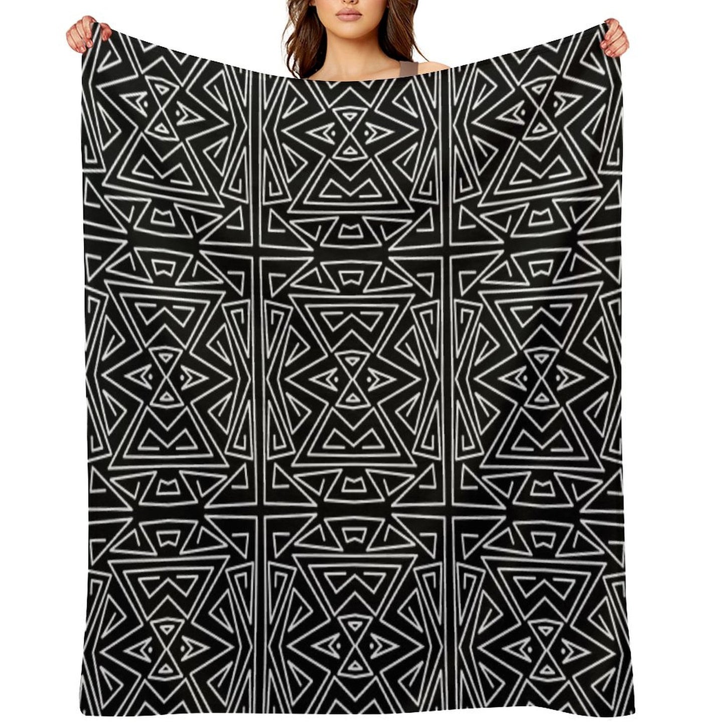 Zanzibar - Geometric Abstract in Black And White Throw Blanket