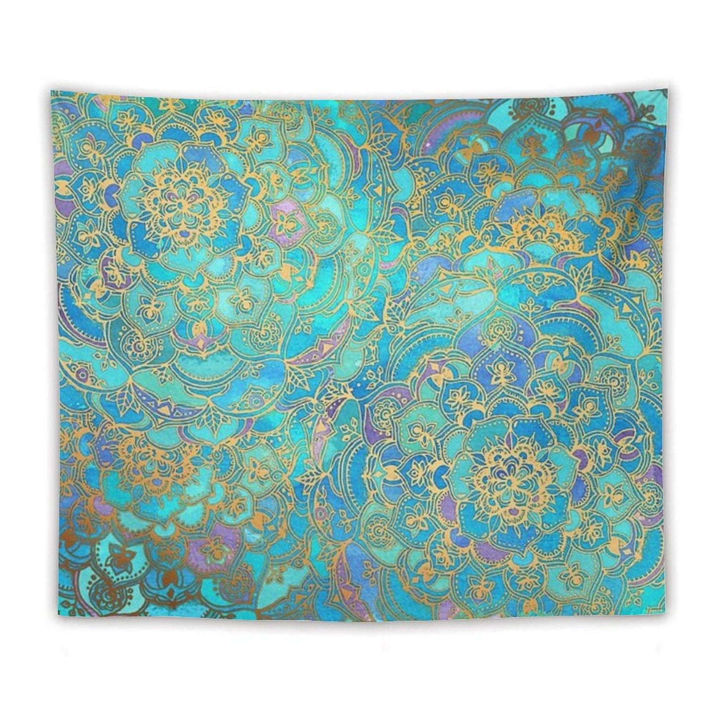 Sapphire & Jade Stained Glass Mandalas Tapestry