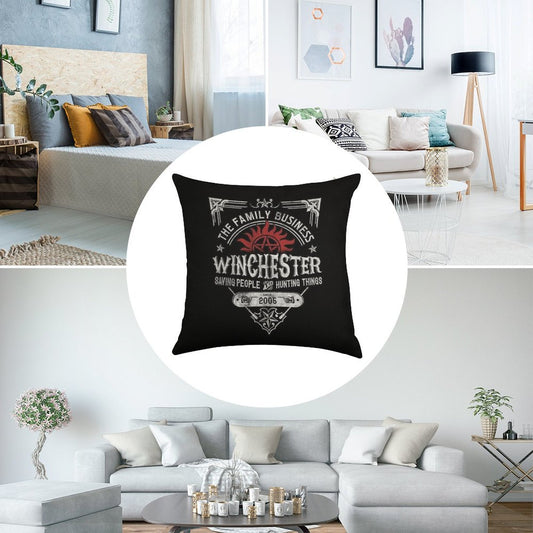 The Family Business Winchester Saving People And Hunting Things  Supernatural™ Linen Throw Pillow Cover
