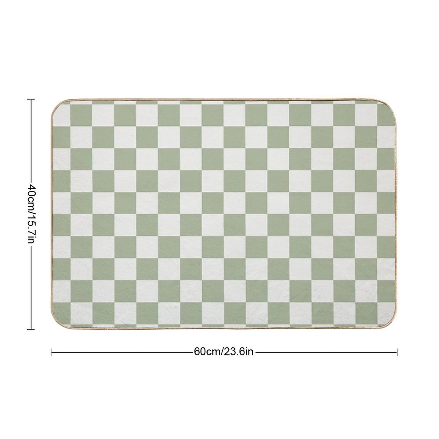 Checkerboard Mini Check Pattern in Sage Green And Off White Bath Mat